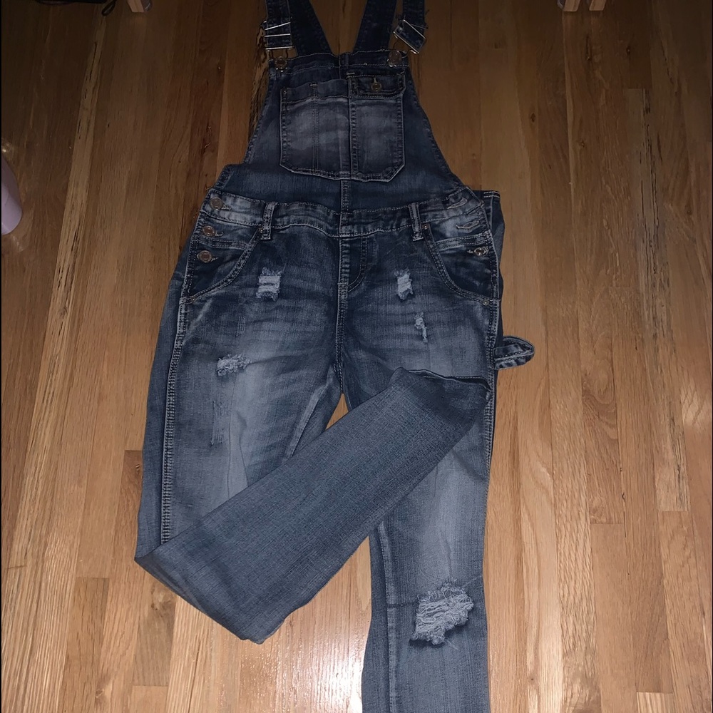 INDIGO REIN DISTRESSED OVERALLS